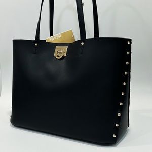 Michael Kors Manhattan Large Leather Tote Shopper Bag in Black